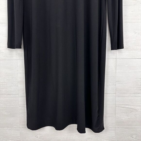 Norma Kamali Black Long Sleeves Midi Swing Dress XL Turtleneck Zip Neck Modest - Picture 6 of 16